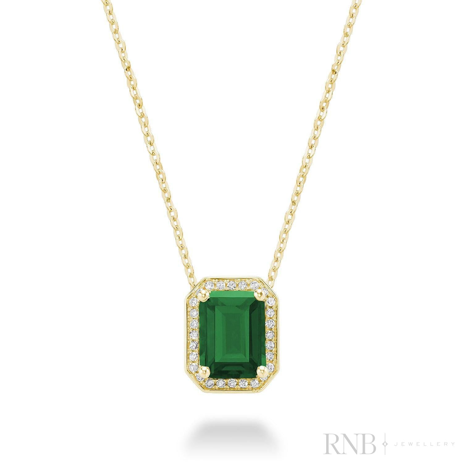 Emerald Cut Colored Stone & Diamond Pendant-RNB Jewellery