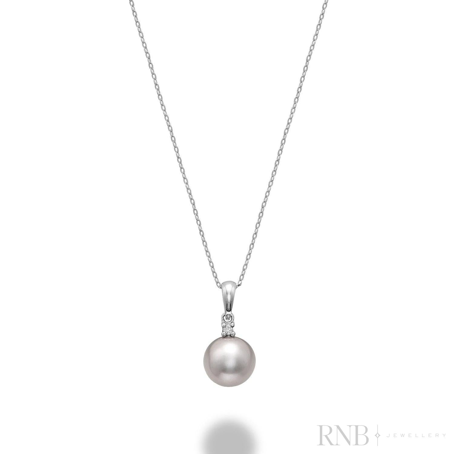 Cultured Pearl & Solitaire Diamond Pendant-RNB Jewellery