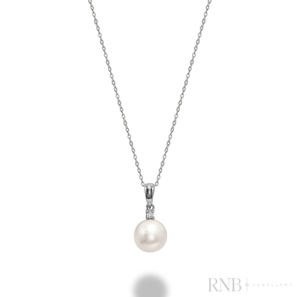 Cultured Pearl & Solitaire Diamond Pendant-RNB Jewellery