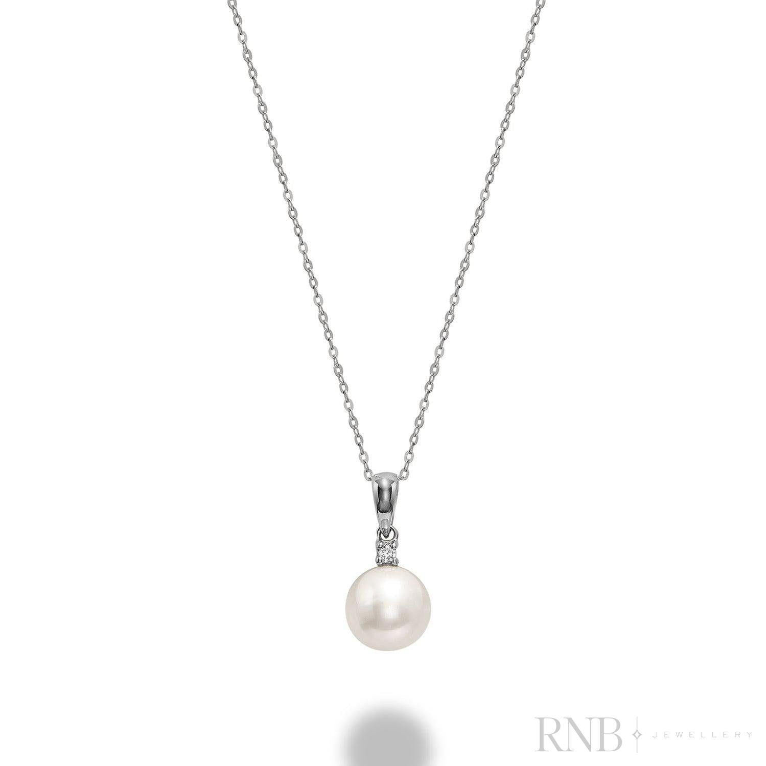 Cultured Pearl & Solitaire Diamond Pendant-RNB Jewellery