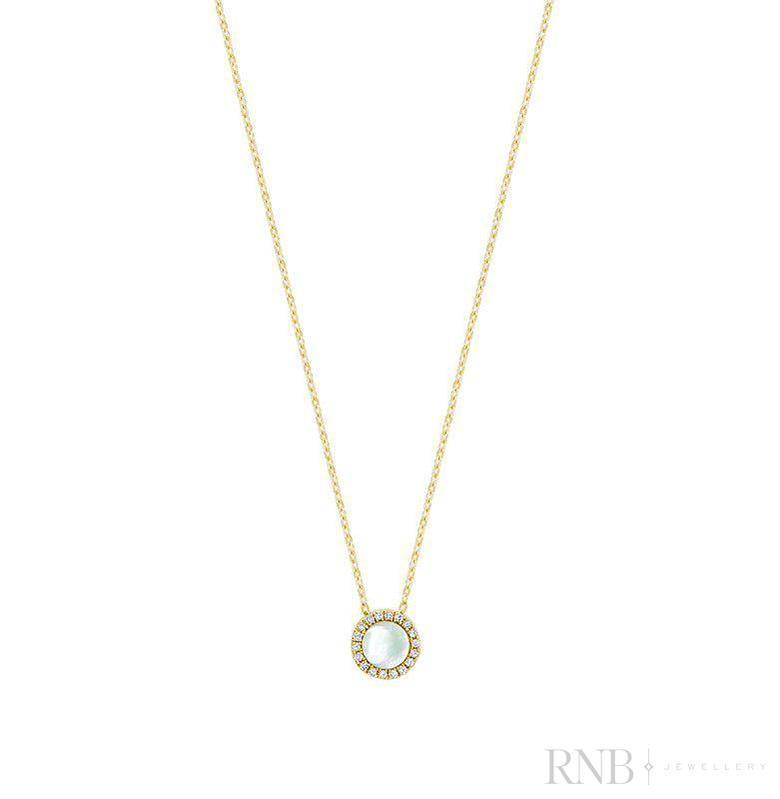 Halo Mother of Pearl Diamond Necklace