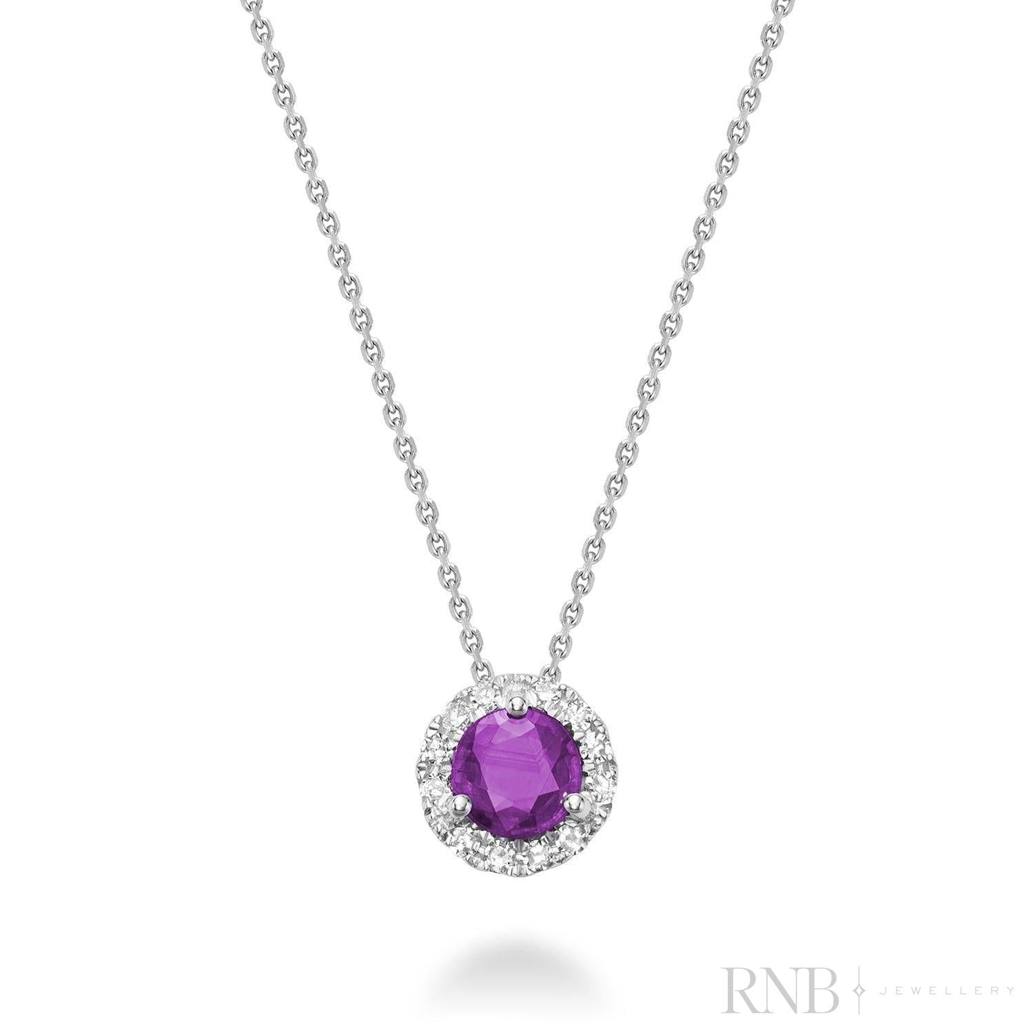 Precious Stone & Diamond Halo Pendant