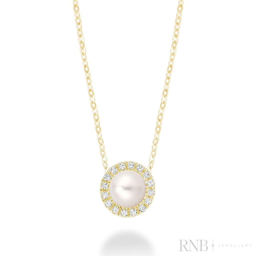 Pearl & Halo Diamond Pendant-RNB Jewellery