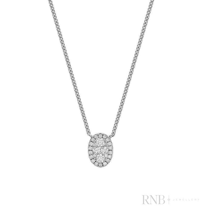 Oval Illusion Set Diamond Necklace-RNB Jewellery