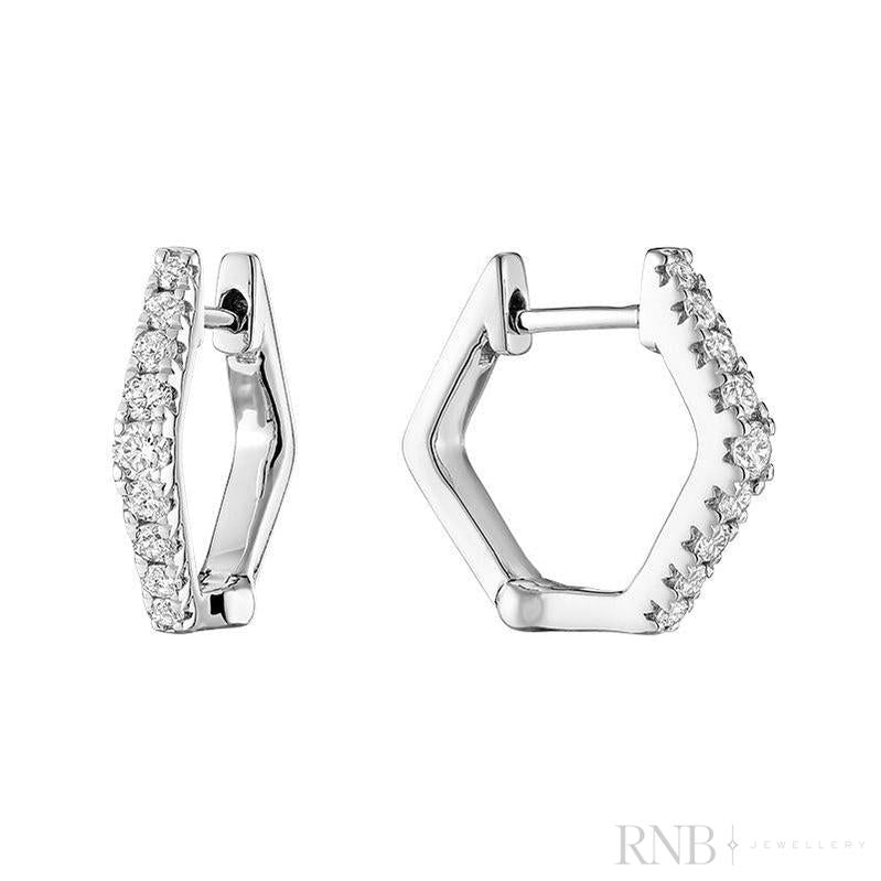 Hexi Diamond Huggie Earrings-RNB Jewellery