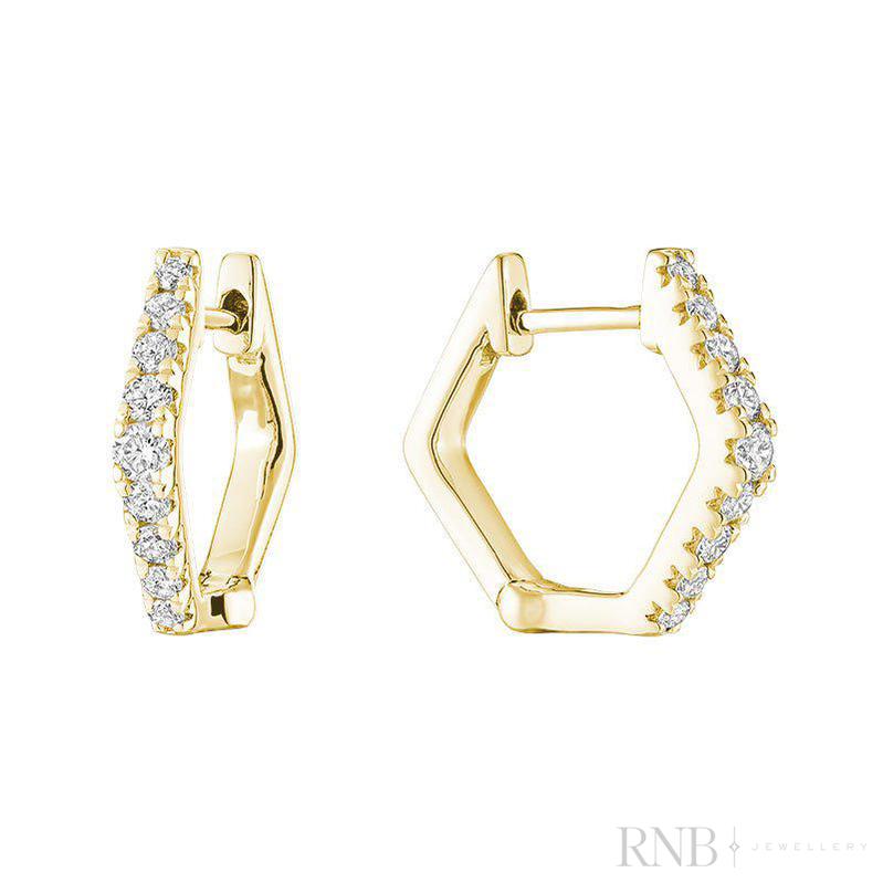 Hexi Diamond Huggie Earrings-RNB Jewellery