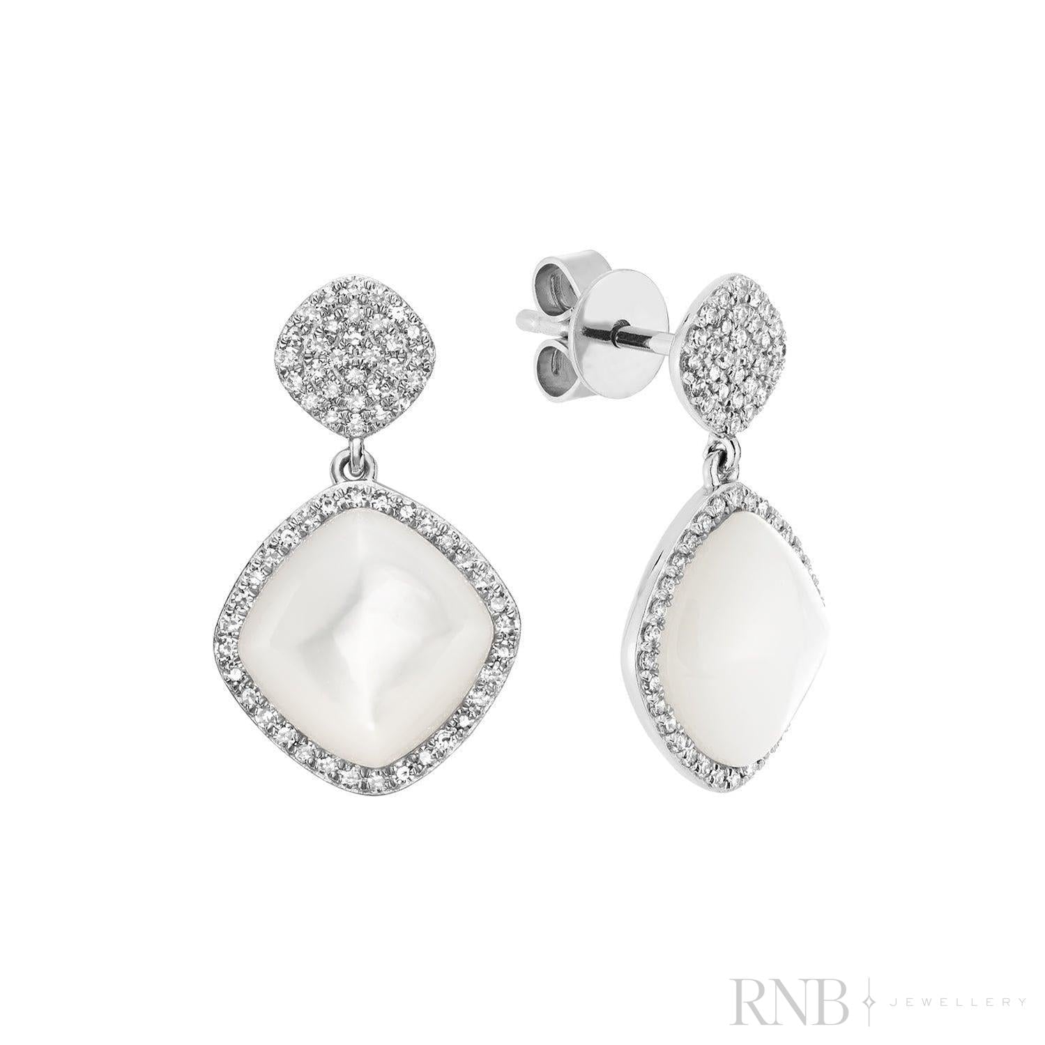 Mother of Pearl and Diamond Dangle Earrings