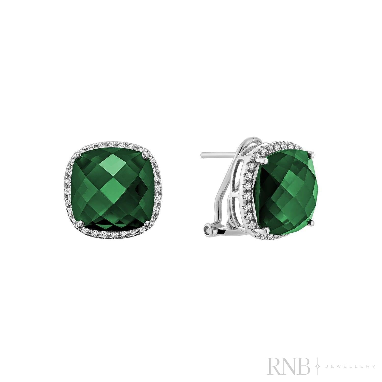 Cushion Cut Precious Stone & Diamond Halo Earrings