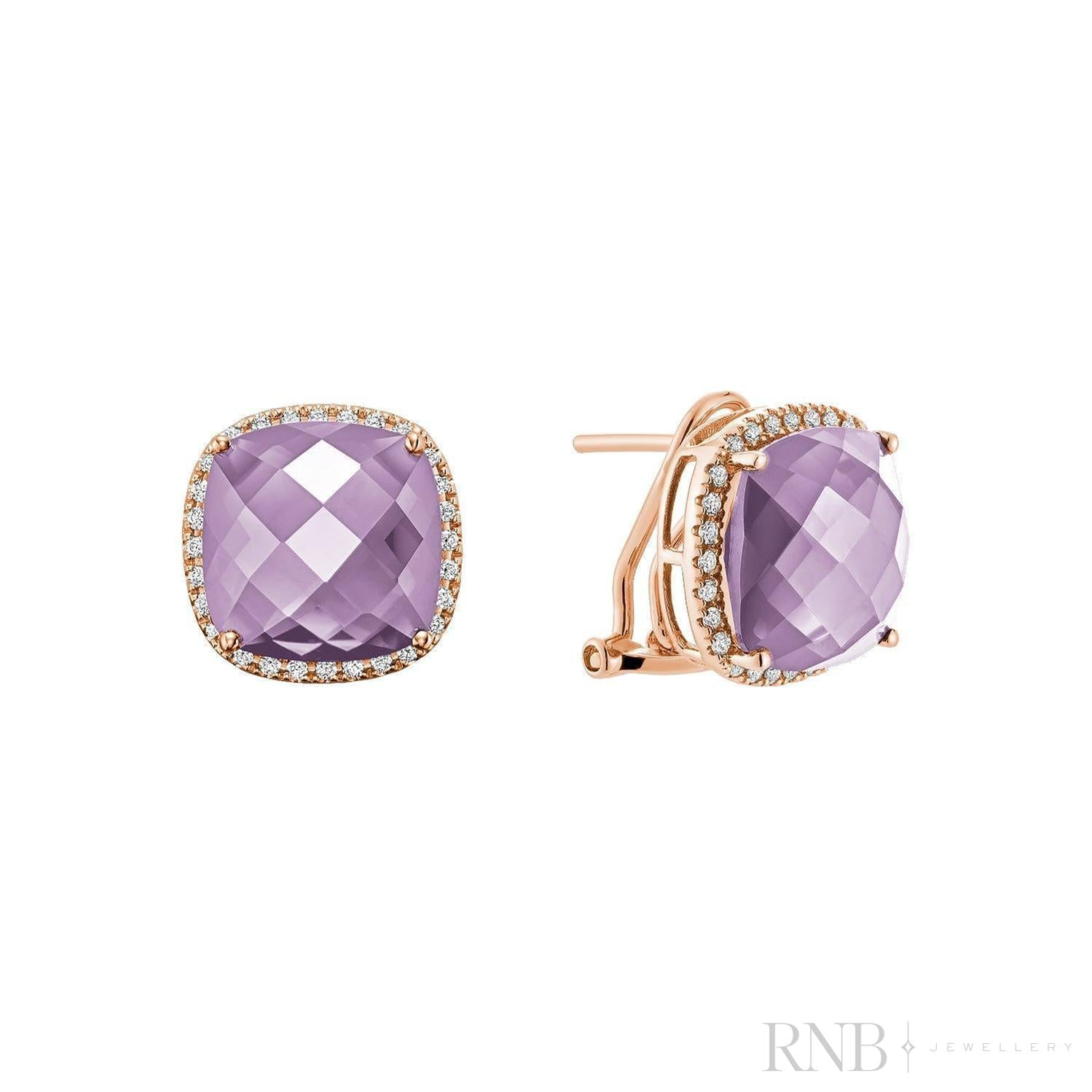 Cushion Cut Precious Stone & Diamond Halo Earrings-RNB Jewellery