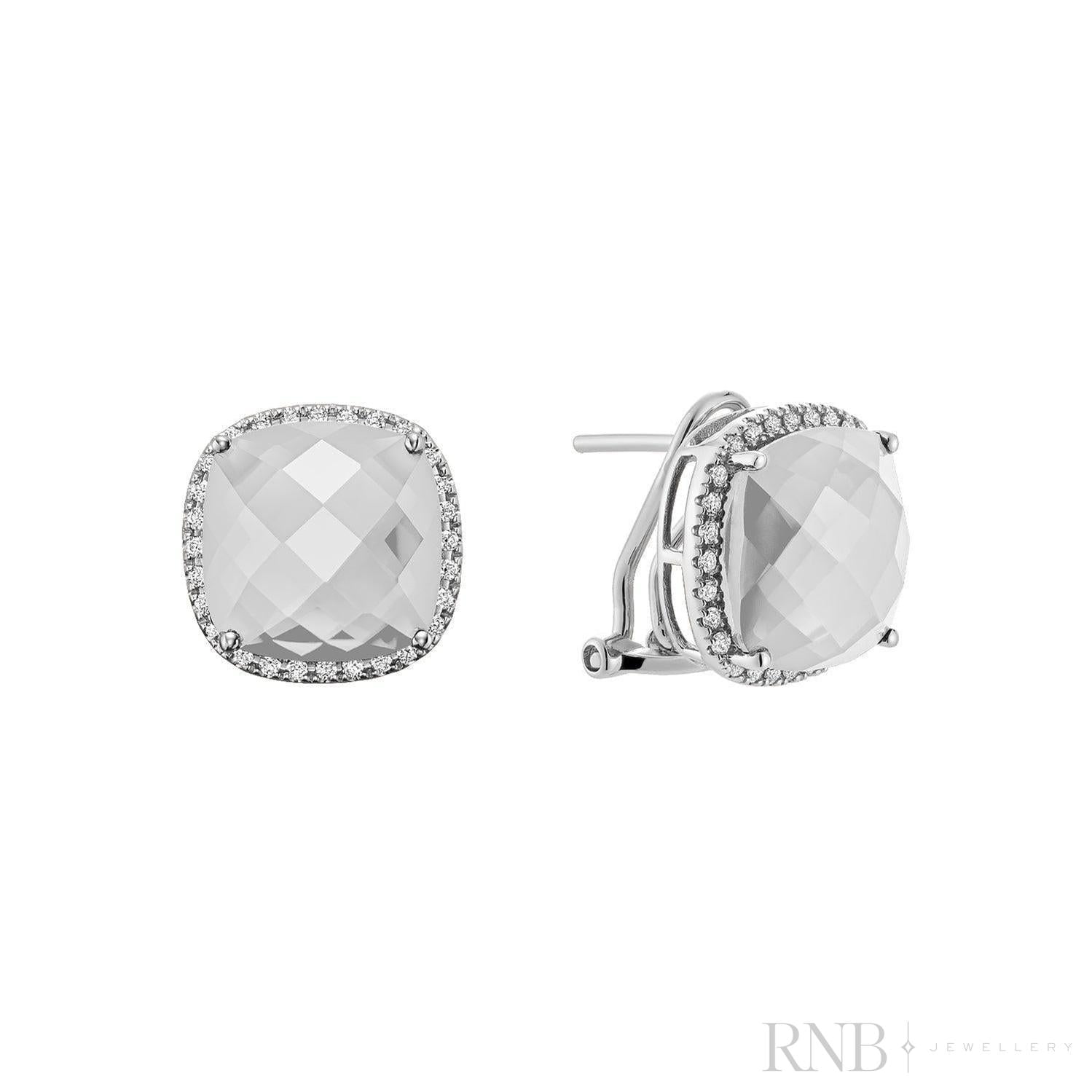 Cushion Cut Precious Stone & Diamond Halo Earrings-RNB Jewellery