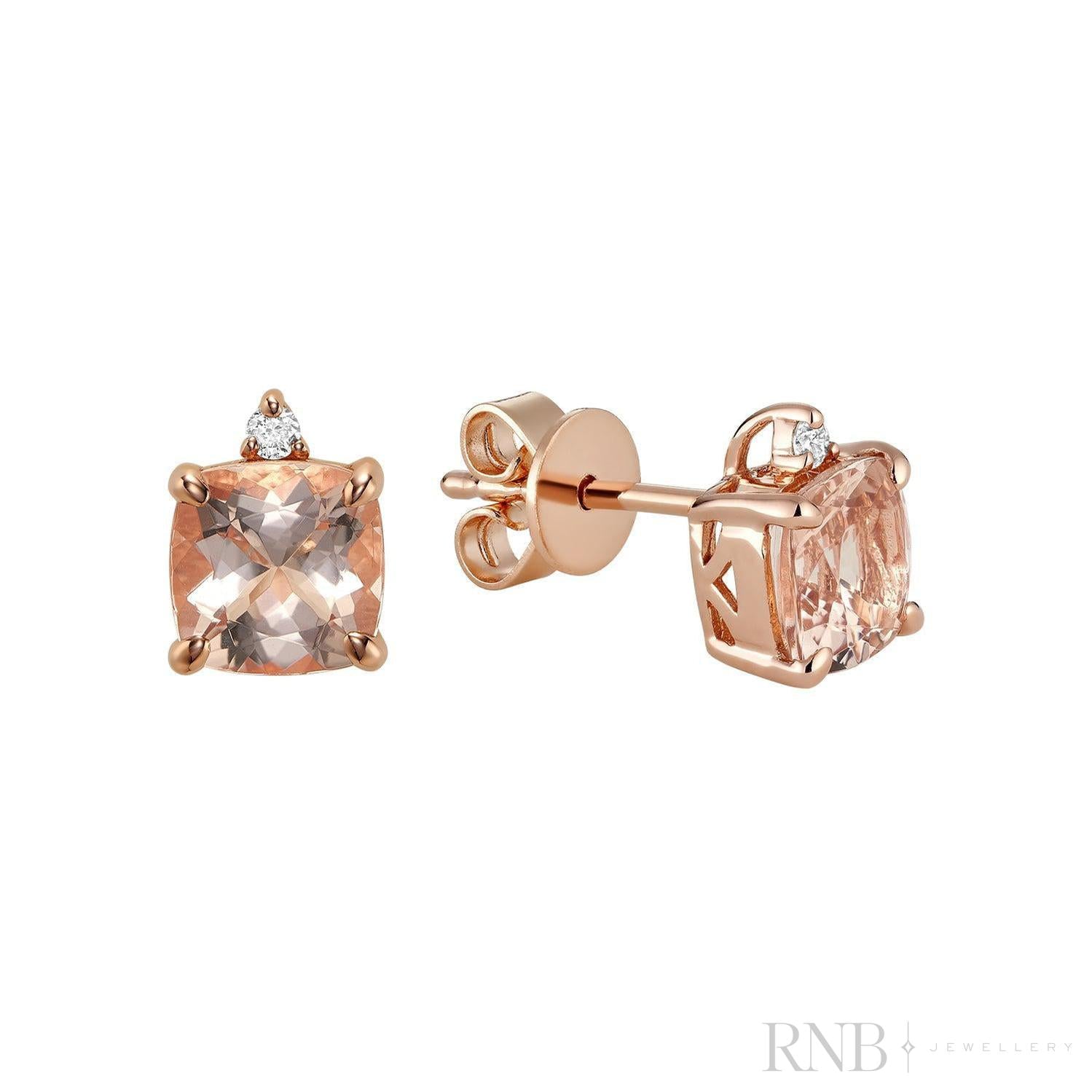 Cushion Cut Colored Stone & Diamond Stud Earrings-RNB Jewellery