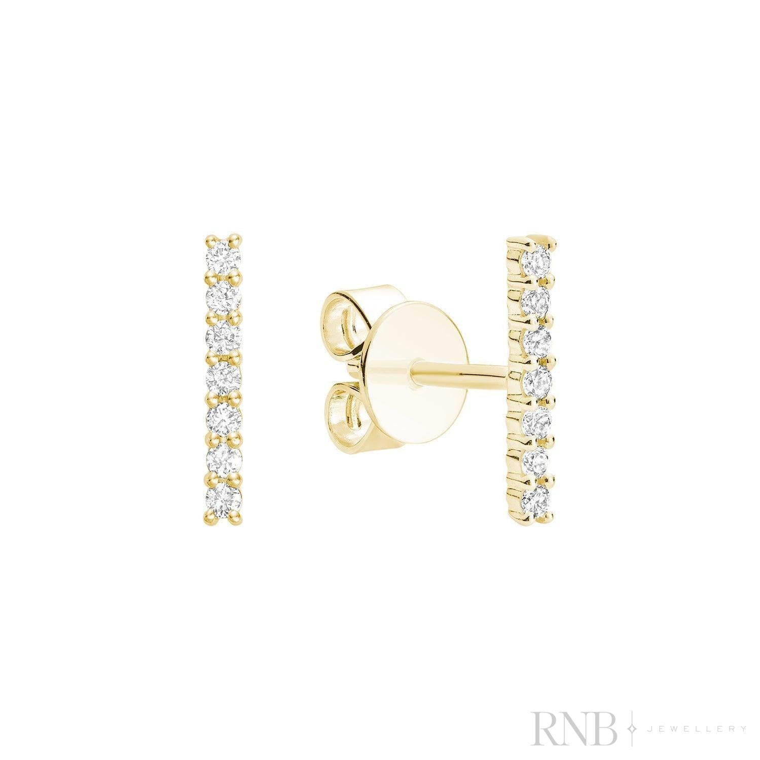 Diamond Bar Stud Earrings-RNB Jewellery