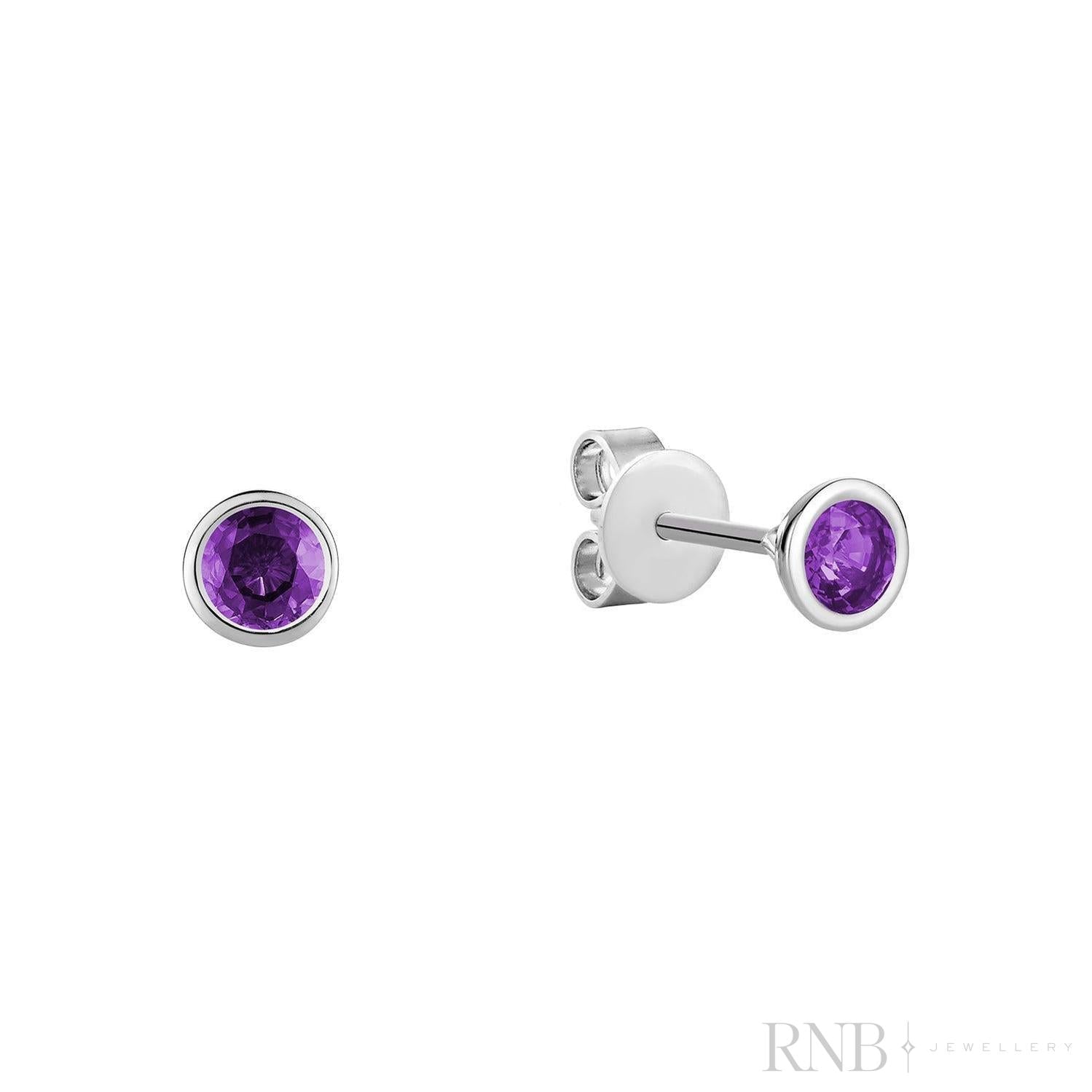 Bezel Set Precious Stone Stud Earrings