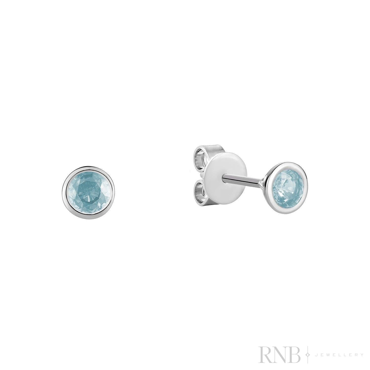 Bezel Set Precious Stone Stud Earrings-RNB Jewellery