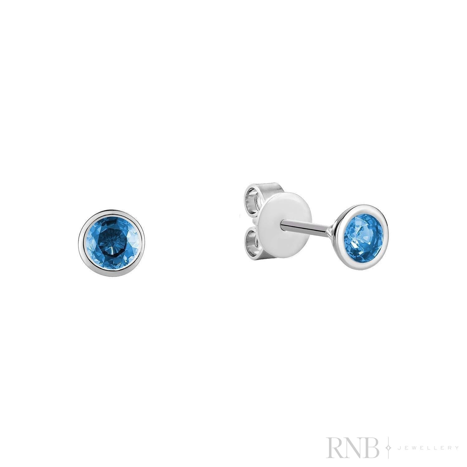 Bezel Set Precious Stone Stud Earrings-RNB Jewellery