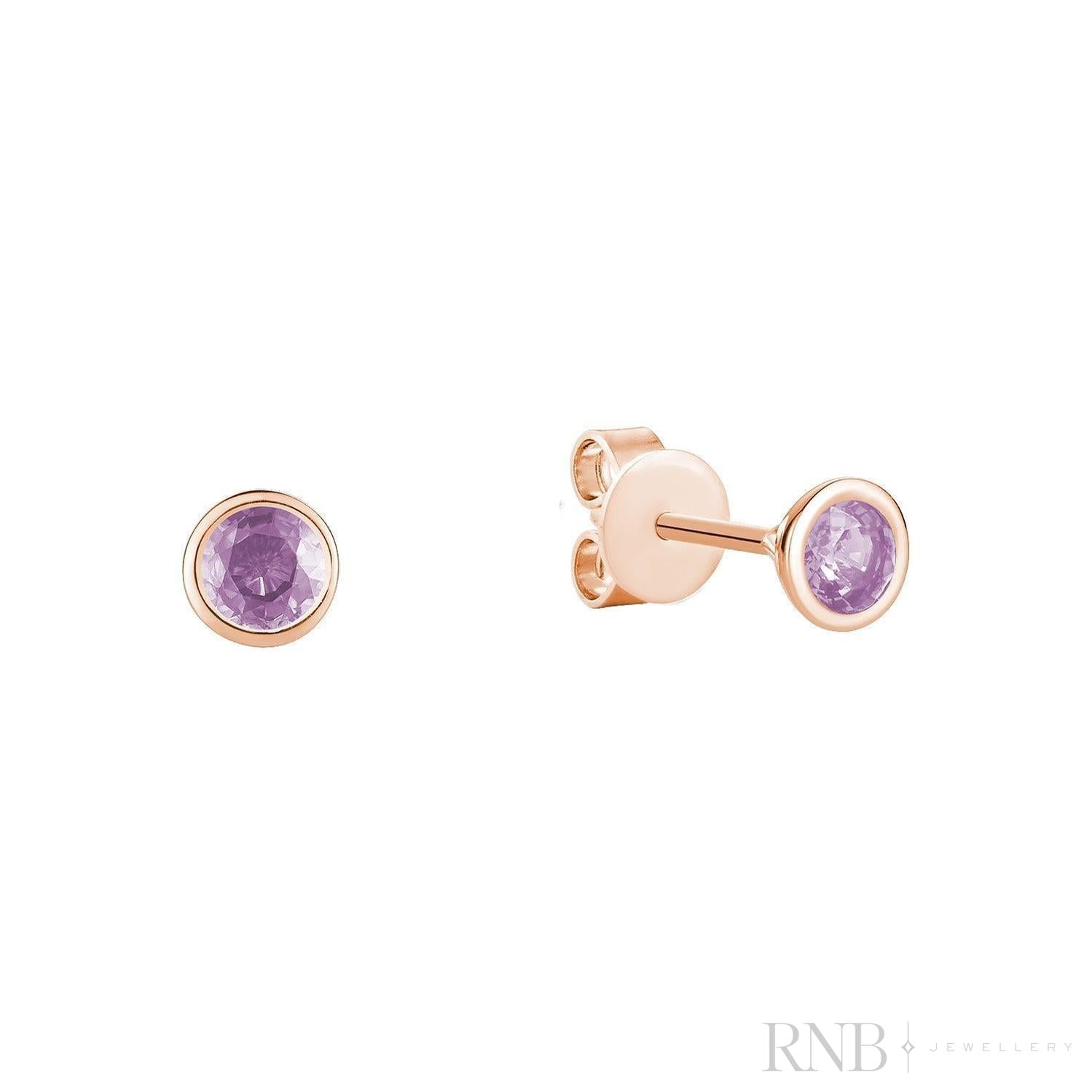 Bezel Set Precious Stone Stud Earrings-RNB Jewellery