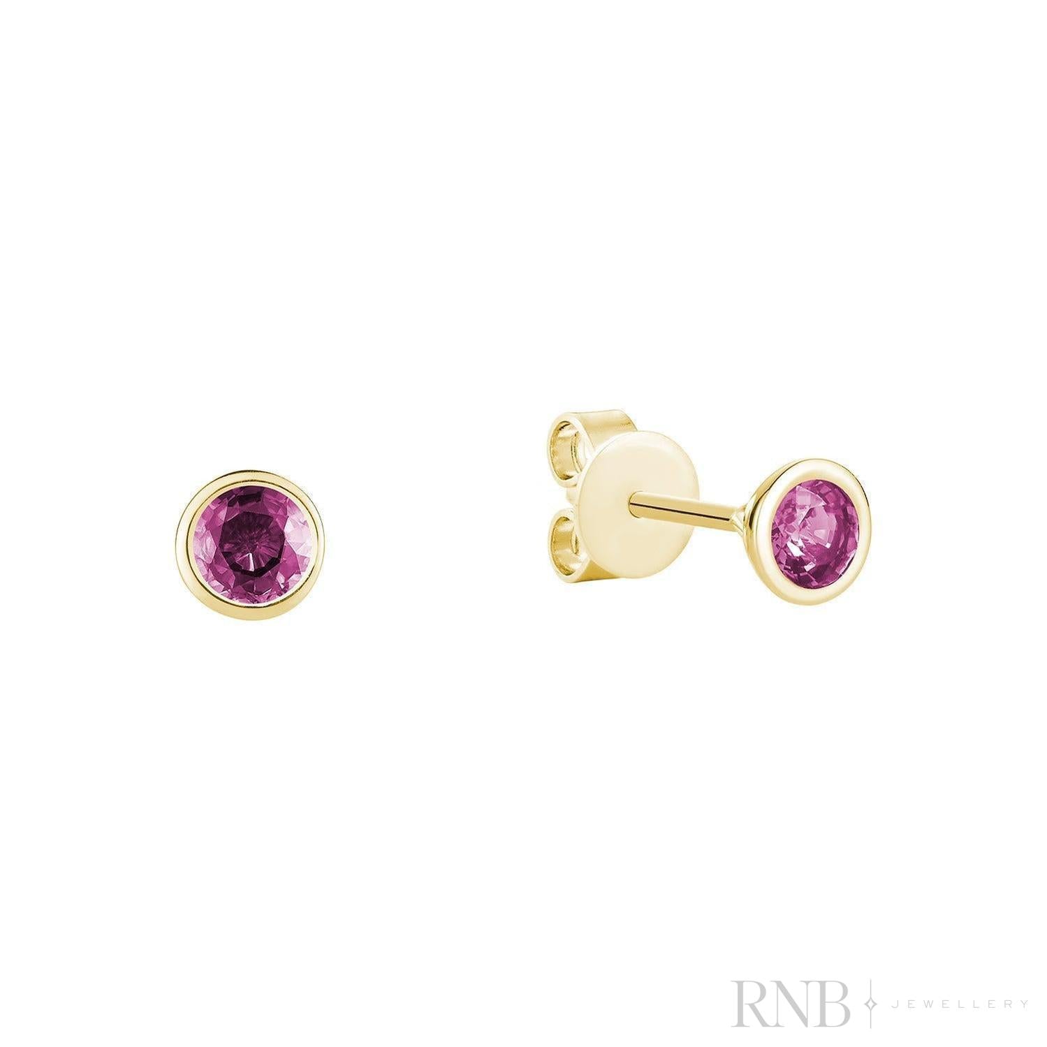 Bezel Set Precious Stone Stud Earrings