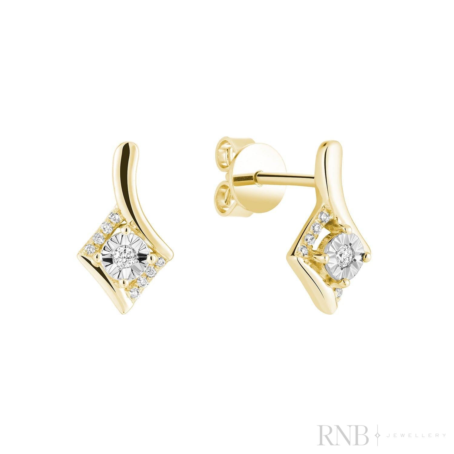 Illusion Setting Diamond Stud Earrings-RNB Jewellery