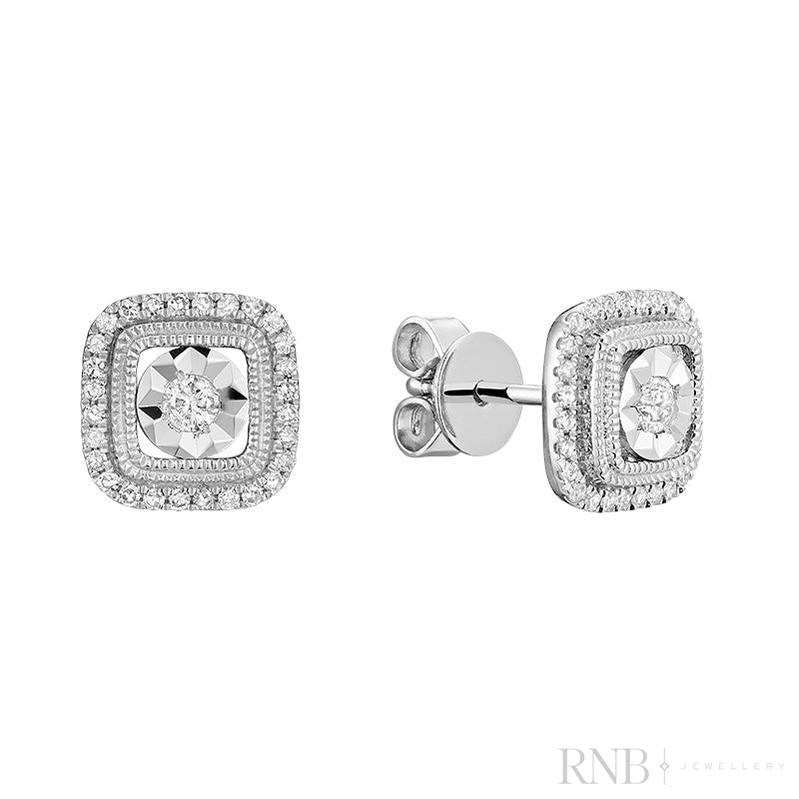 Halo Cushion illusion Diamond Earring-RNB Jewellery