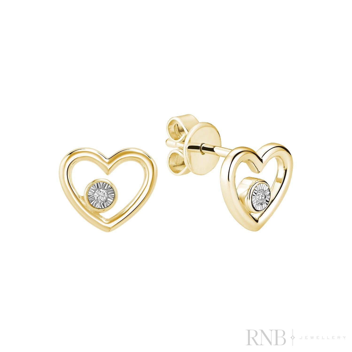 Heart Shaped Illusion Diamond Stud Earrings-RNB Jewellery