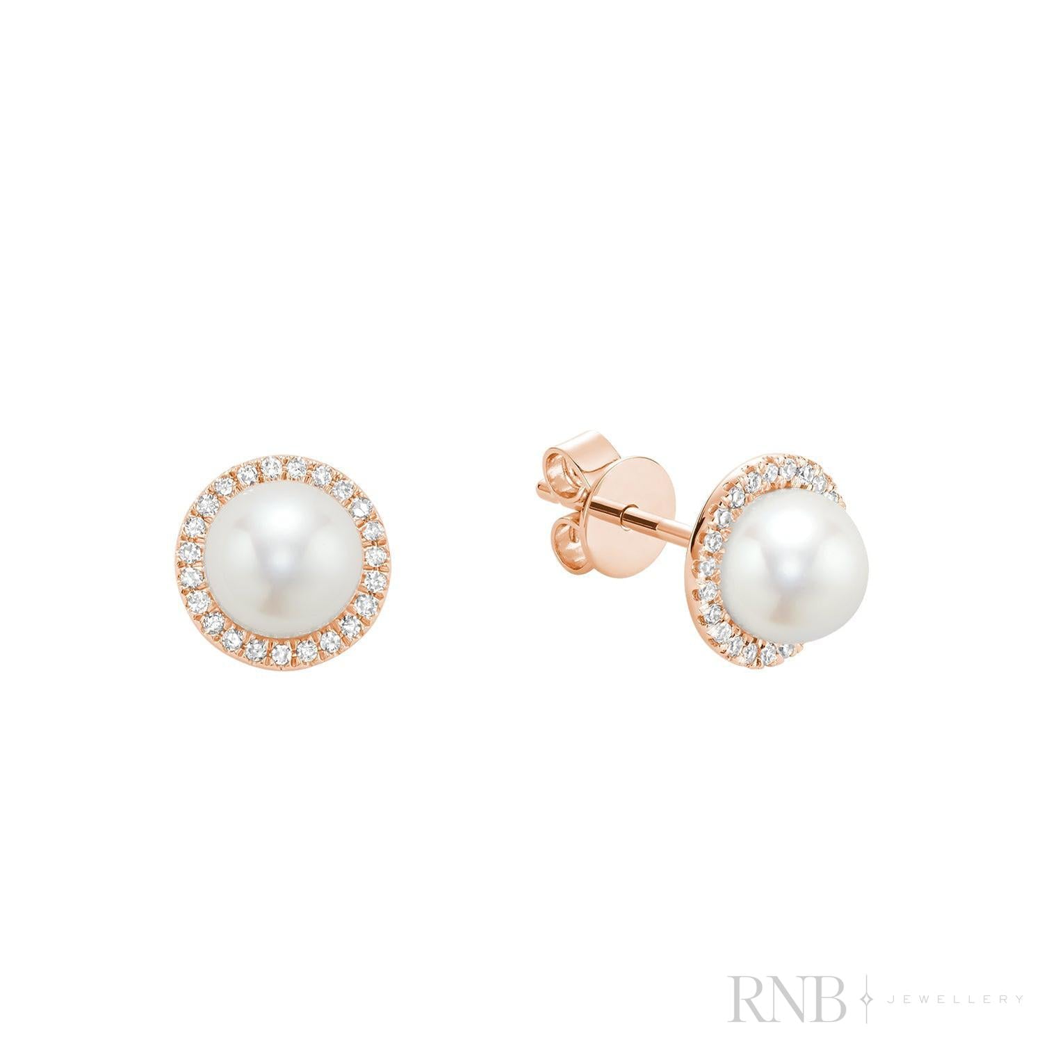 Pearl & Diamond Earrings-RNB Jewellery