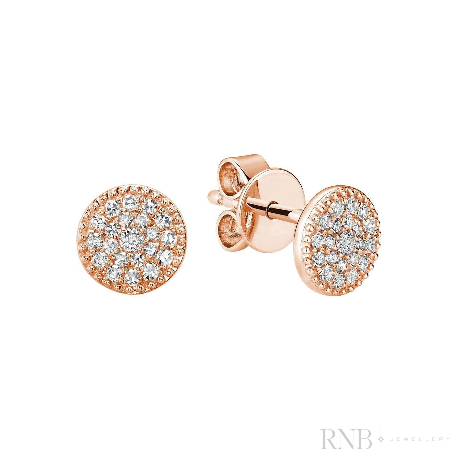 Round Miligrain Diamond Stud Earrings-RNB Jewellery