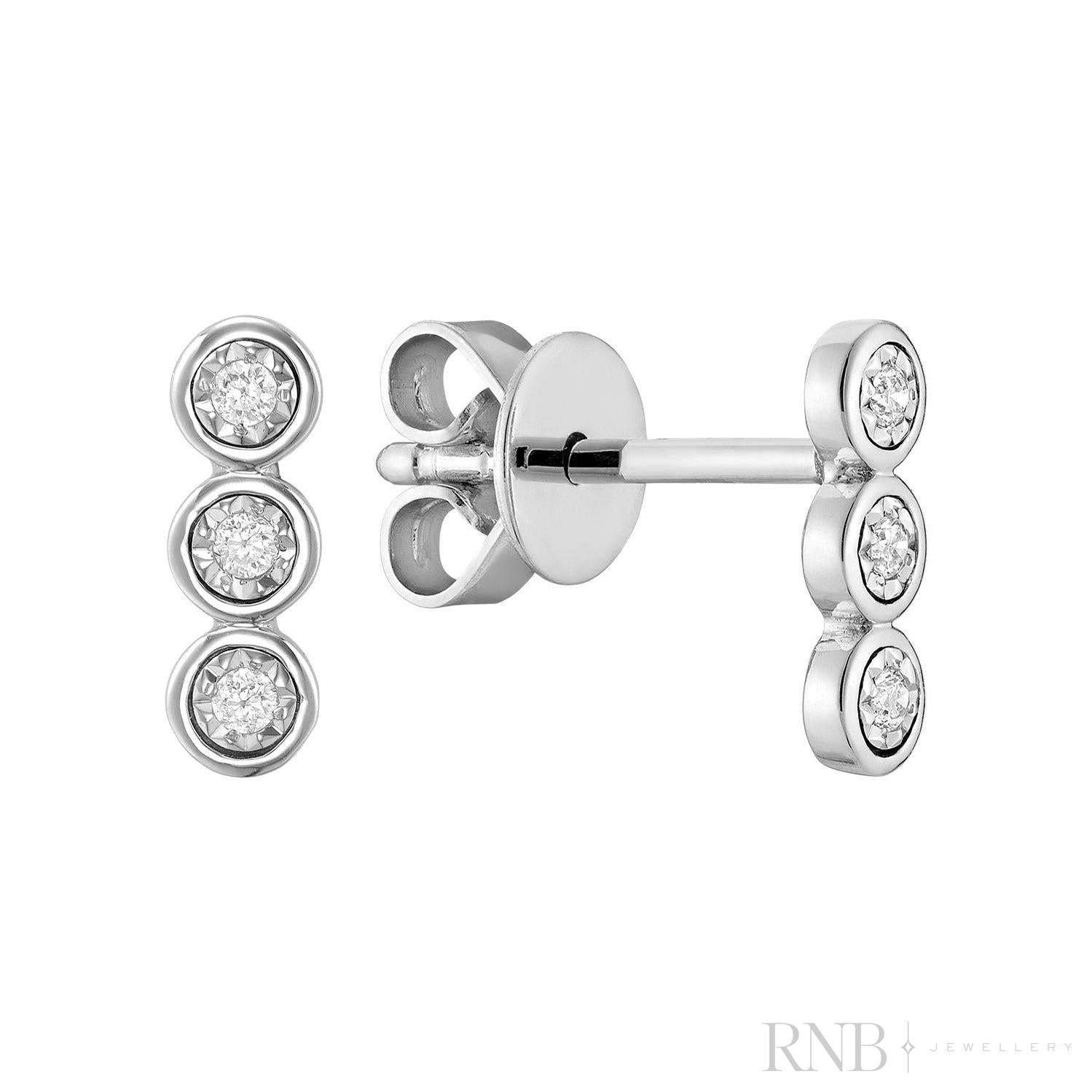 Trinity Bezel Illusion Diamond Stud Earrings-RNB Jewellery