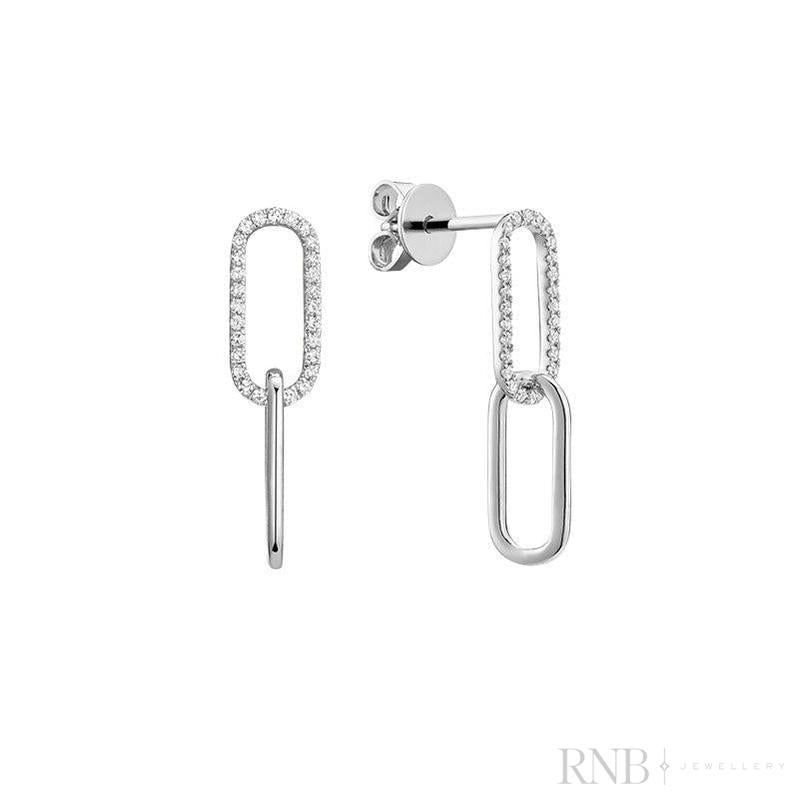 Diamond Paper-Clip Dangle Earrings-RNB Jewellery