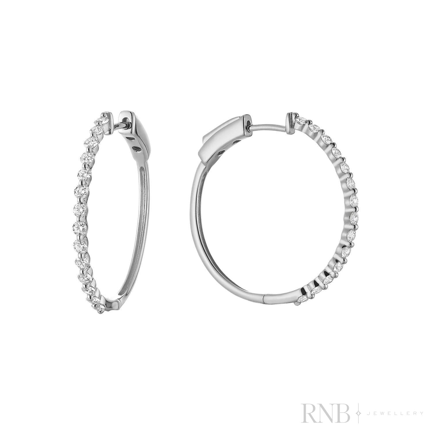 Slim Diamond Loop Earrings-RNB Jewellery