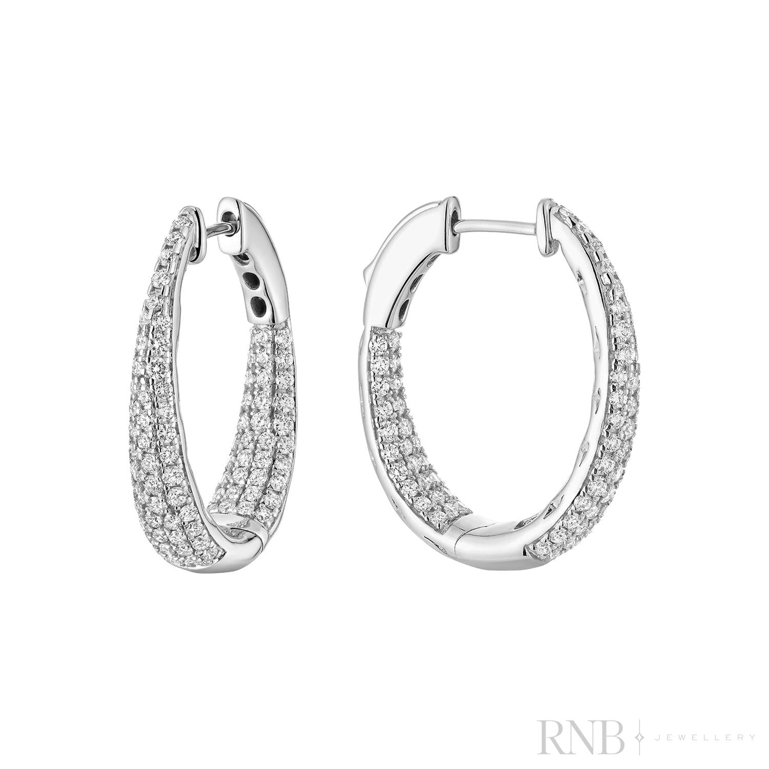 Inside Out Pave Diamond Loop Earrings-RNB Jewellery