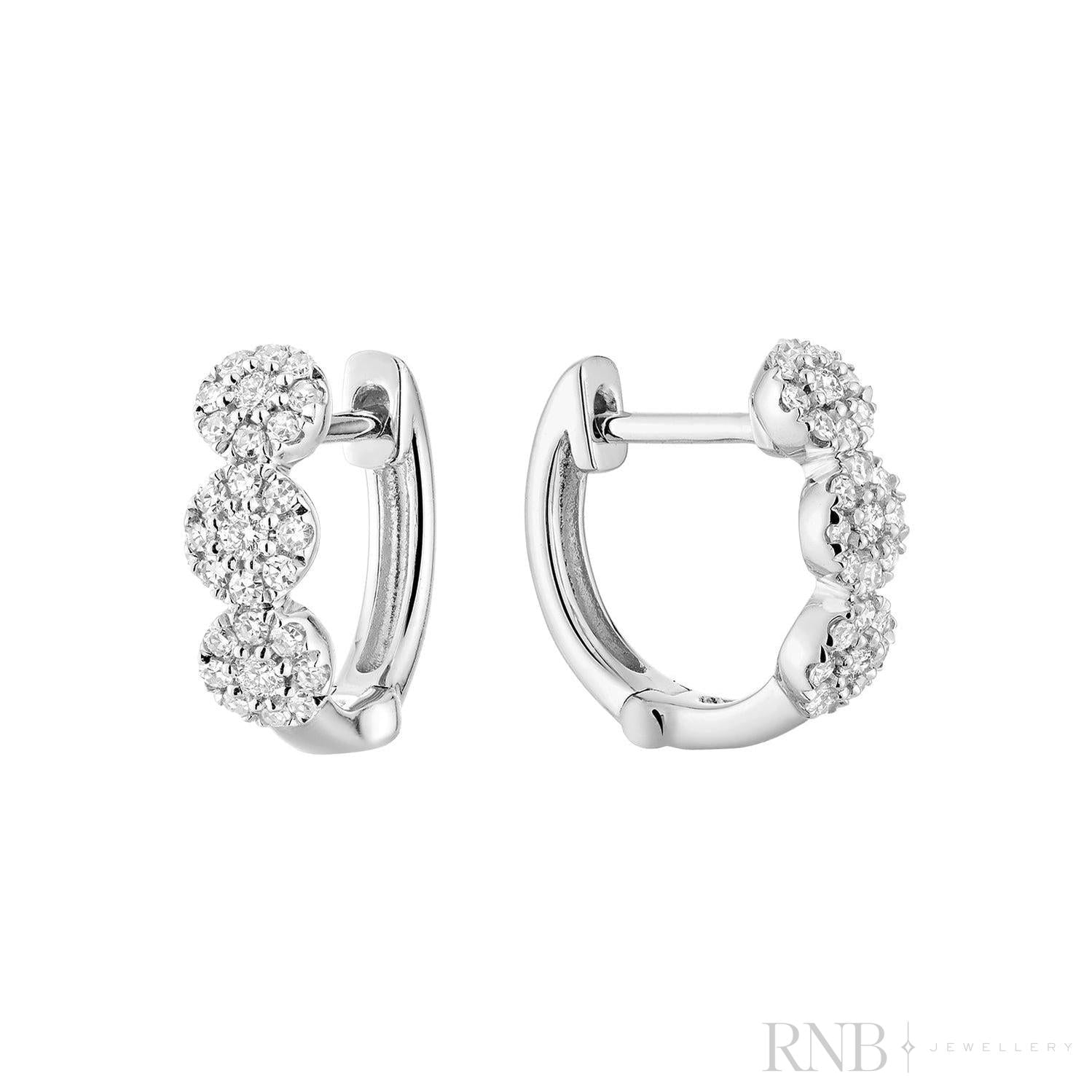 Triple Halo Diamond Huggie Earrings