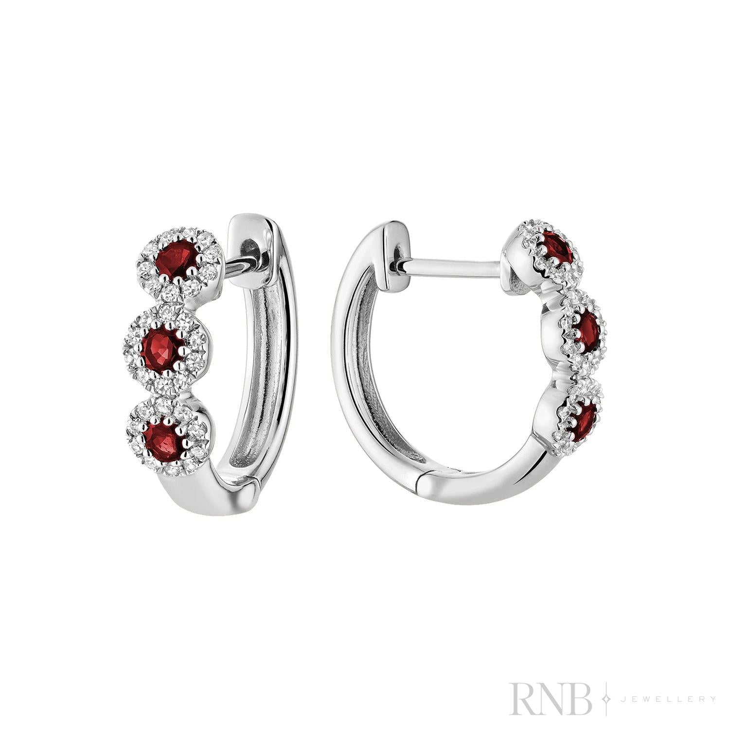 Triple Halo Gemstone & Diamond Huggie Earrings-RNB Jewellery