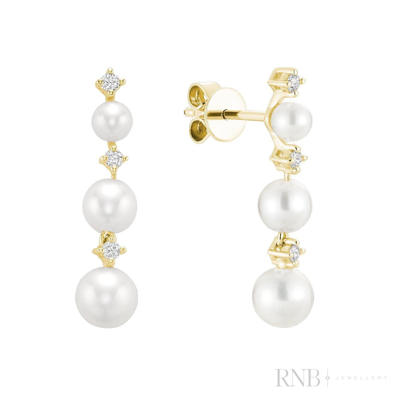 Cultured Pearl & Diamonds Stud Earrings