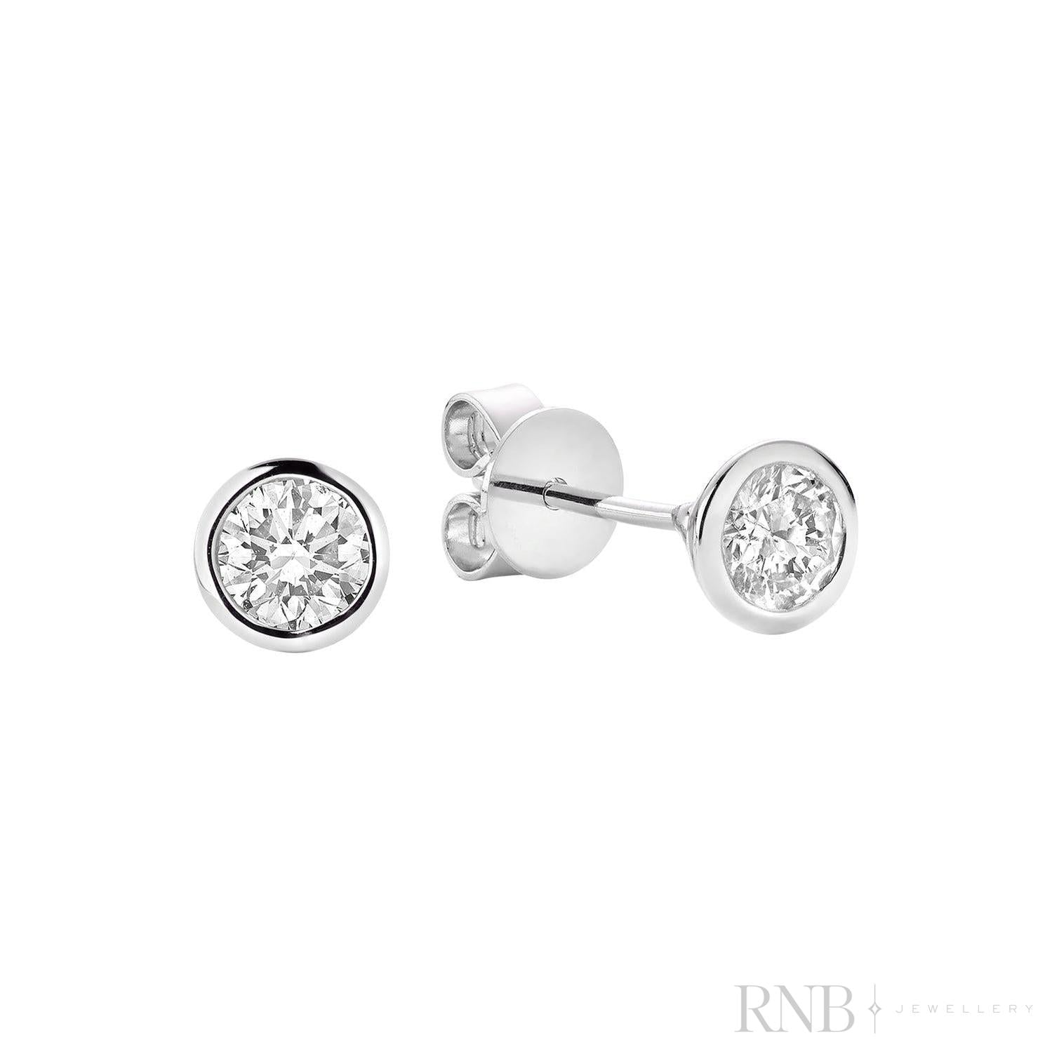 Diamond Bezel Stud Earrings-RNB Jewellery