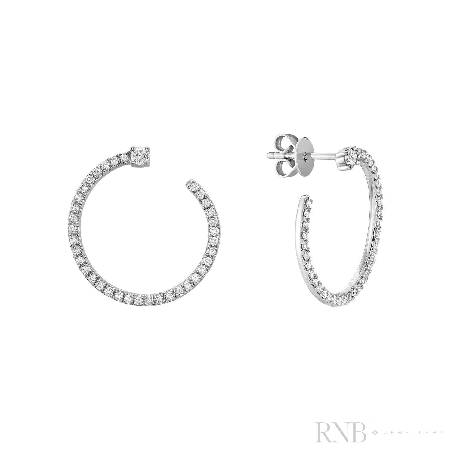 Swirl Diamond Loop Earrings-RNB Jewellery