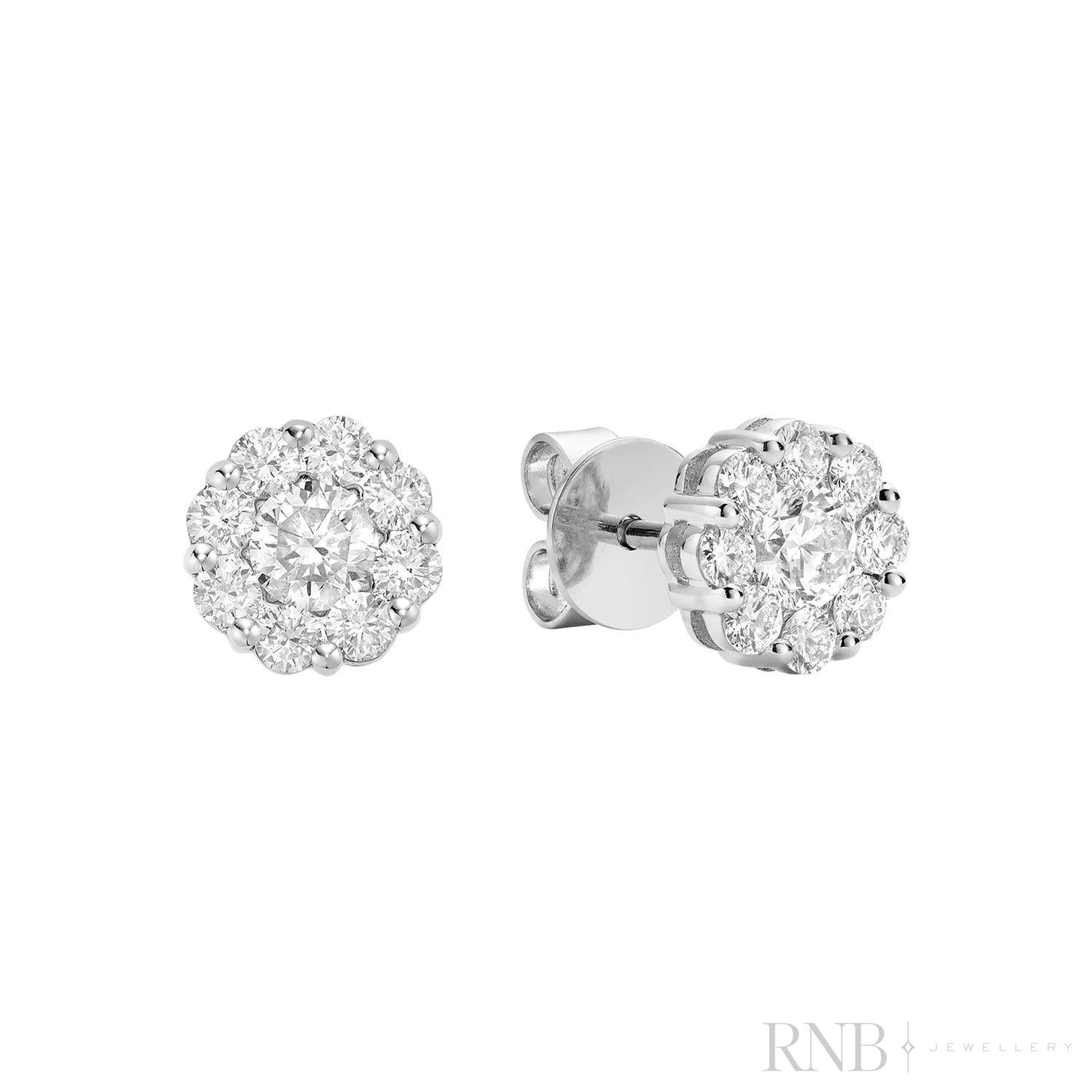 Cluster Diamond Stud Earrings-RNB Jewellery