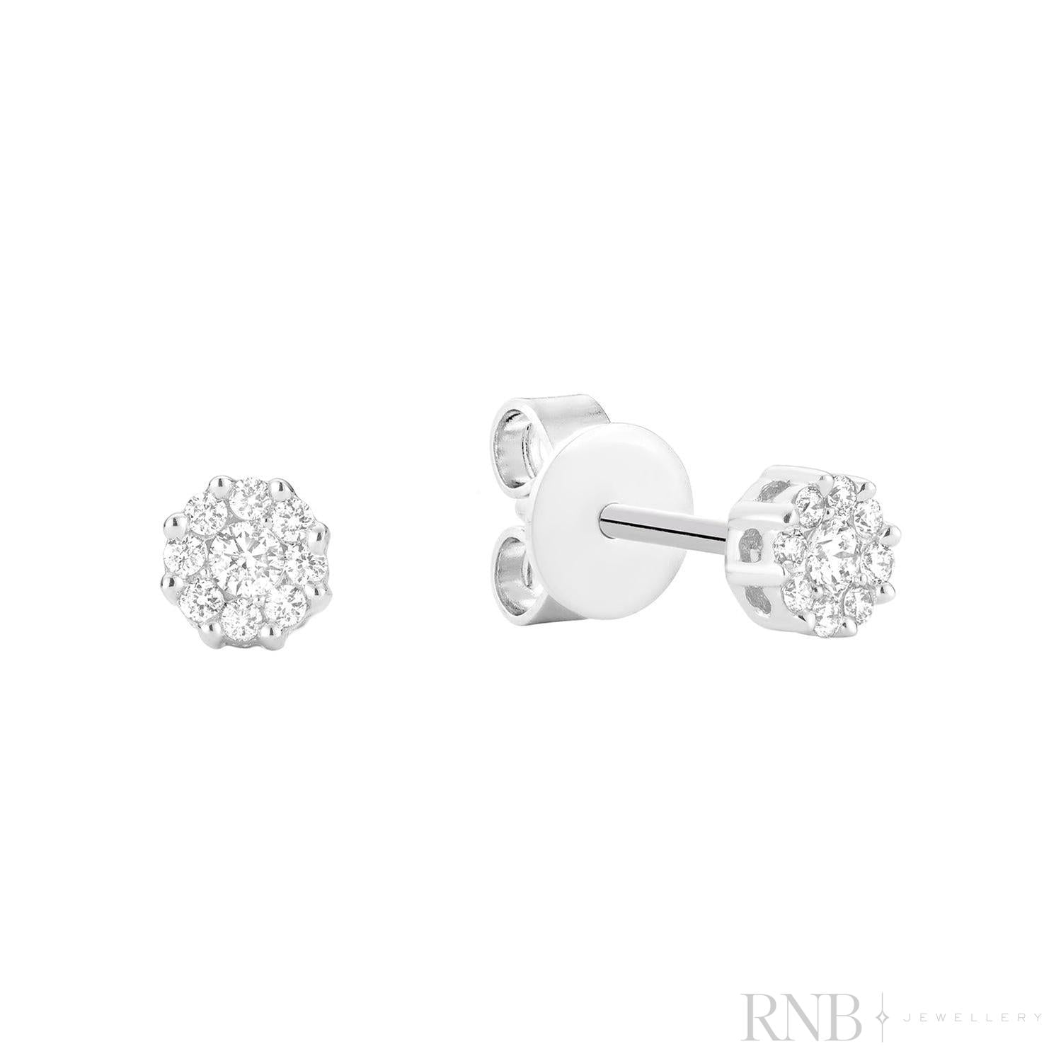 Cluster Diamond Stud Earrings-RNB Jewellery