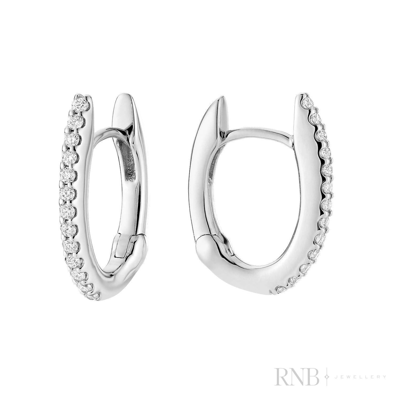 Diamond Huggie Oval Shape Earrings-RNB Jewellery