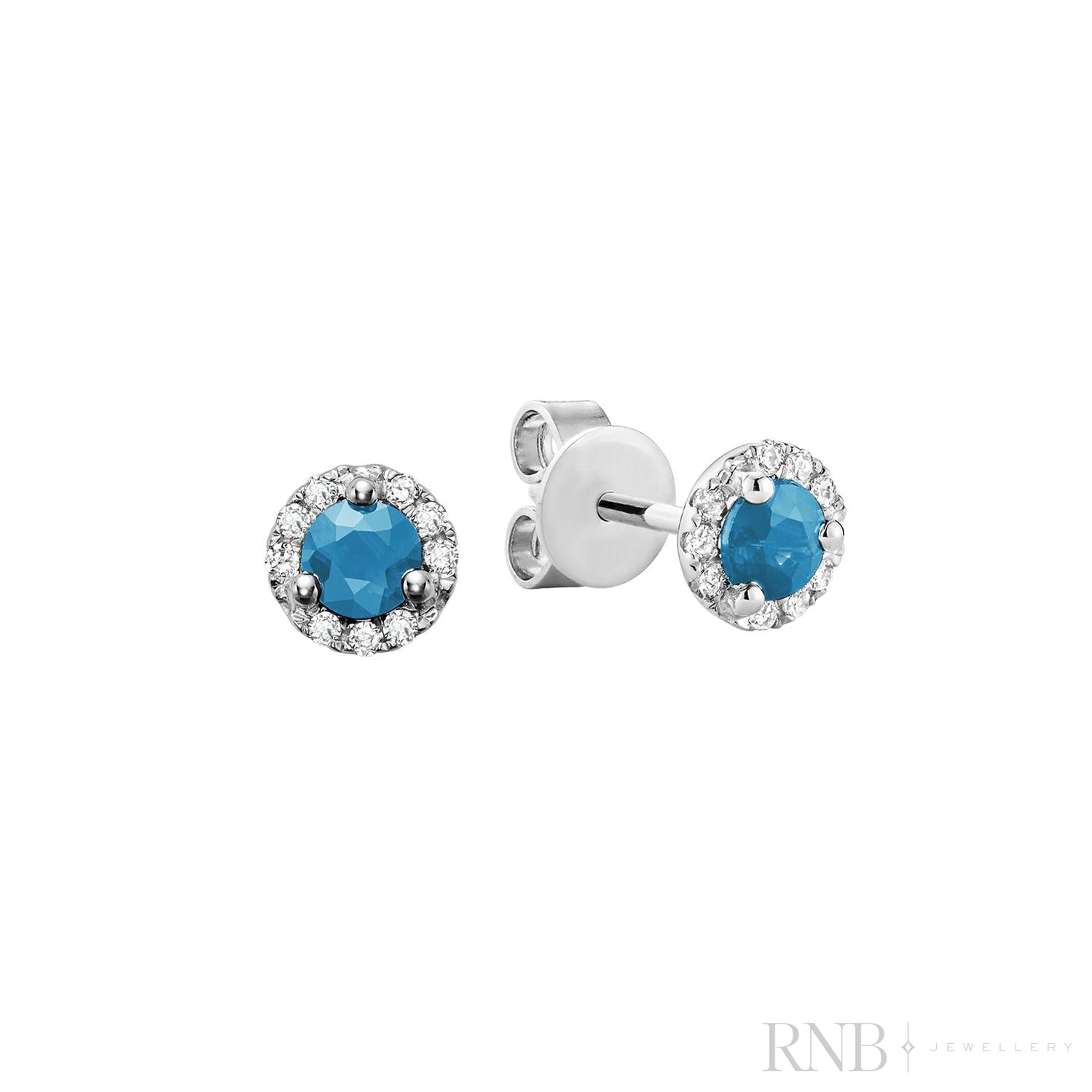 Precious Stone & Diamond Halo Stud Earrings-RNB Jewellery