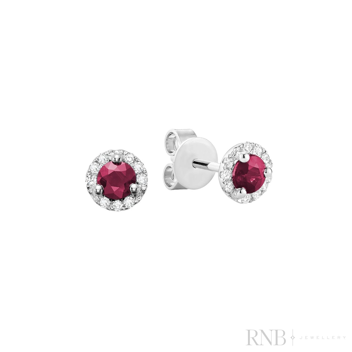 Precious Stone & Diamond Halo Stud Earrings-RNB Jewellery