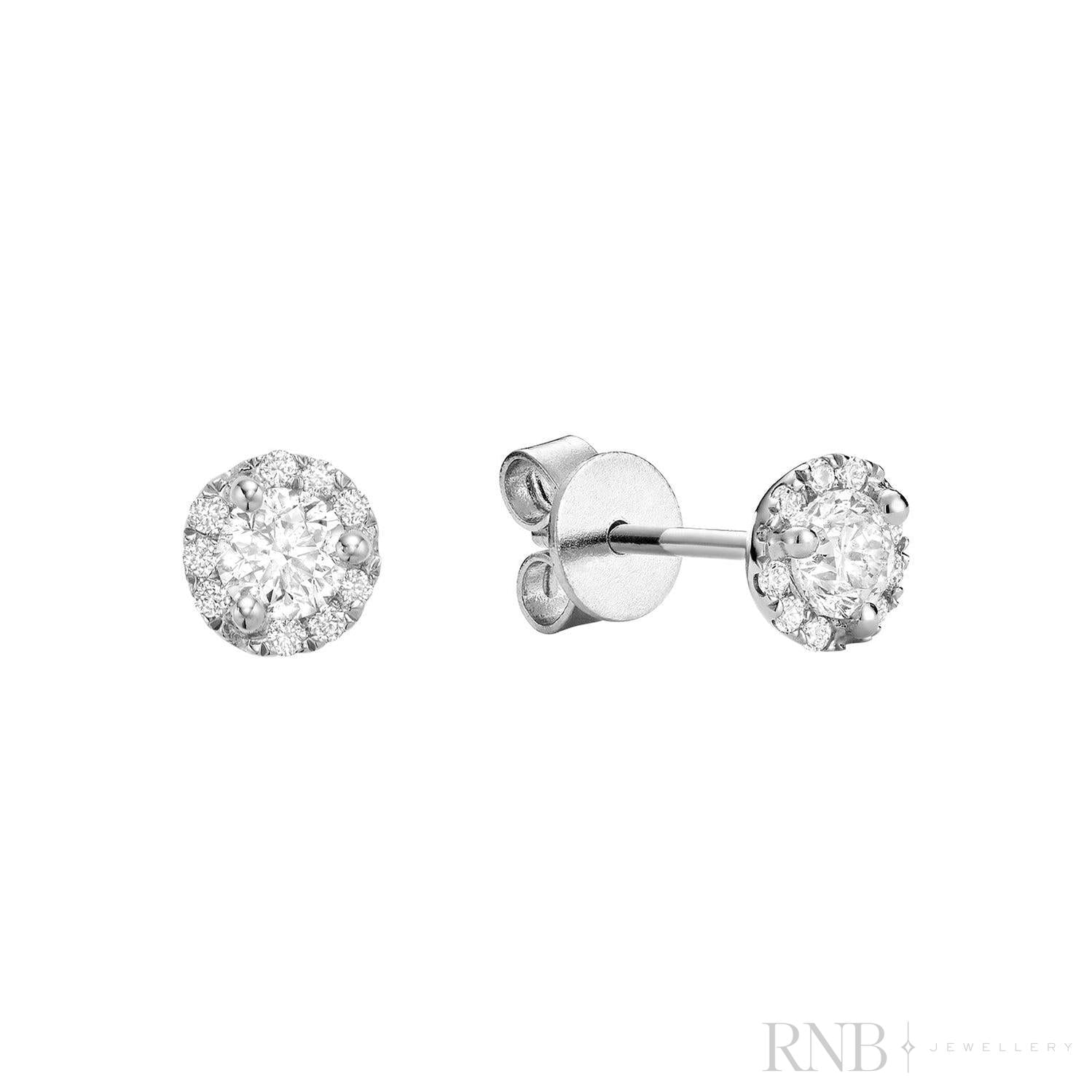 Martini Cup Diamond Halo Stud Earrings