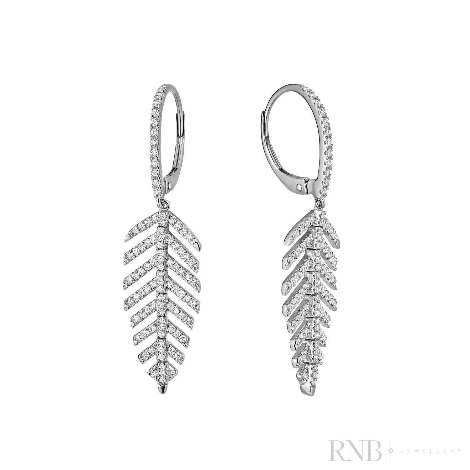 Leaf Diamond Dangle Earrings