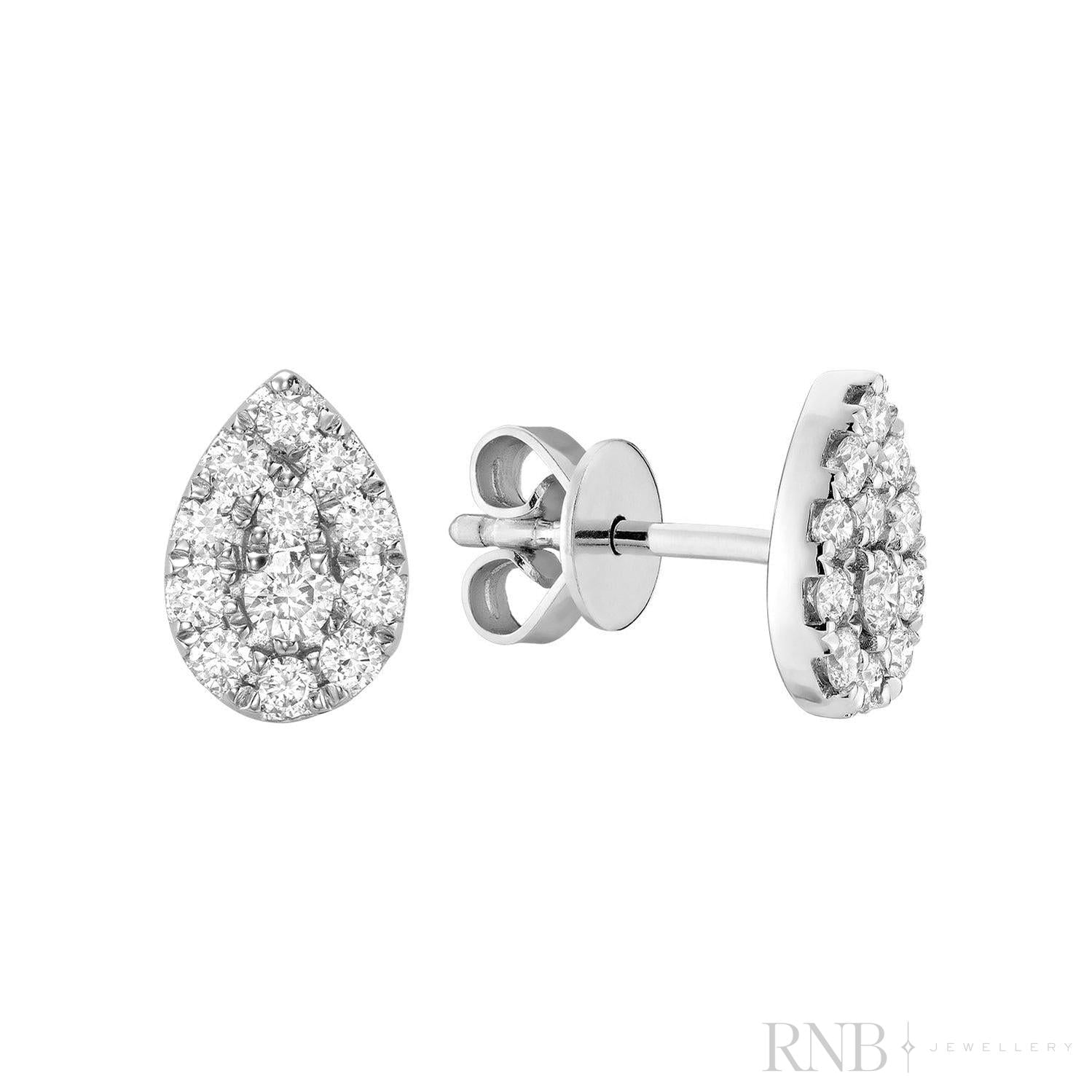 Pear Shape Diamond Stud Earrings-RNB Jewellery