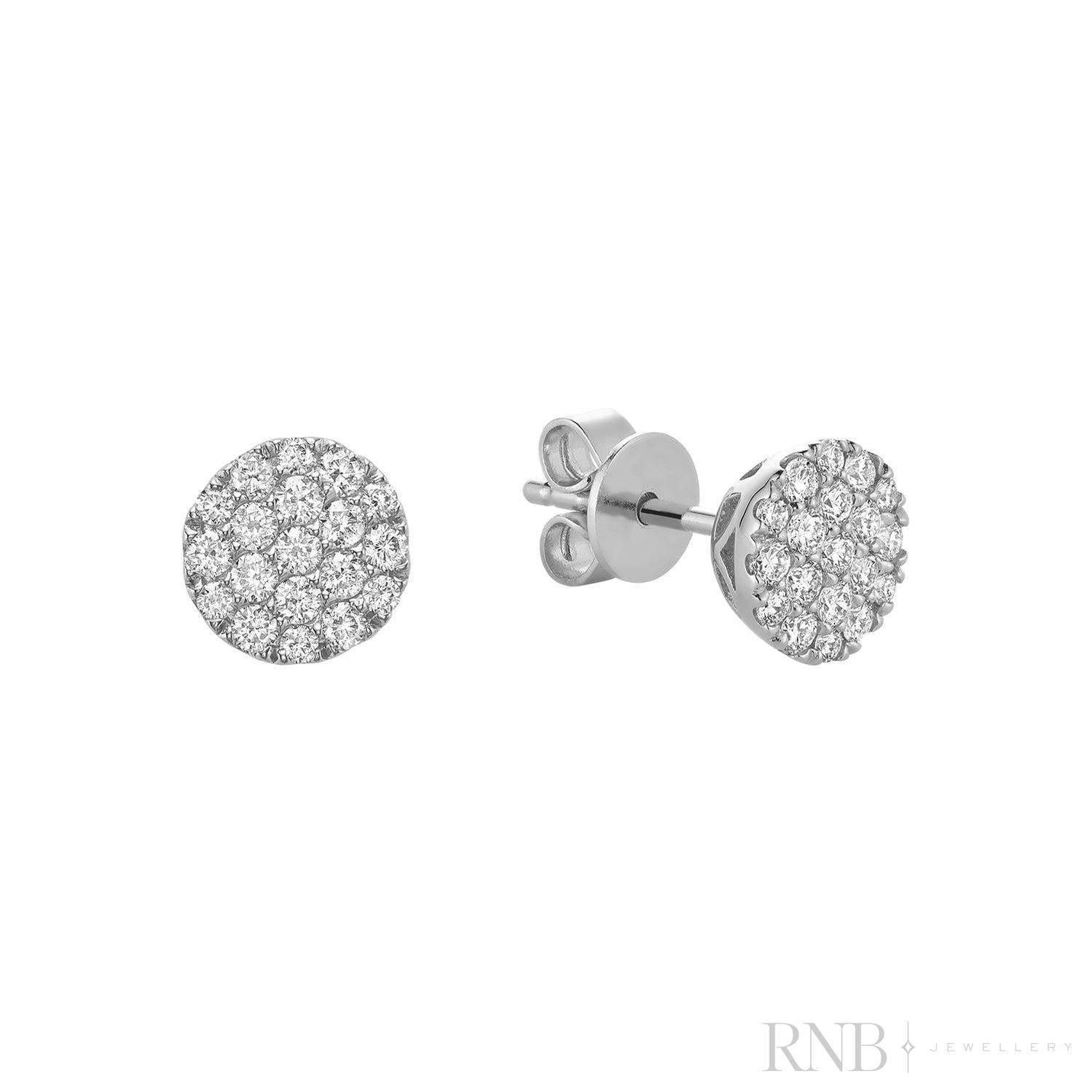 Pave Round Diamond Stud Earrings-RNB Jewellery