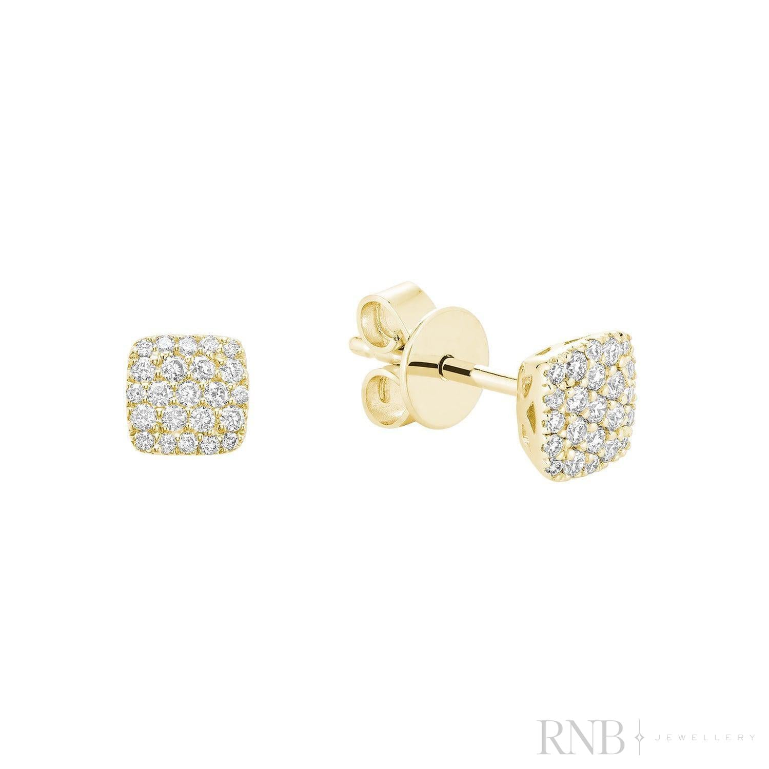 Pave Square Diamond Stud Earrings-RNB Jewellery