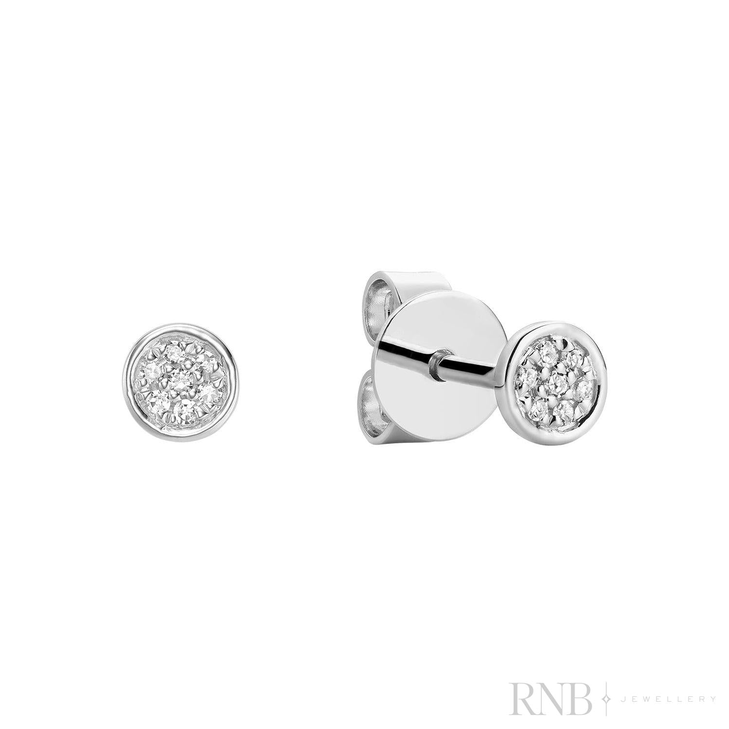 Round Cluster Diamond Stud Earrings-RNB Jewellery