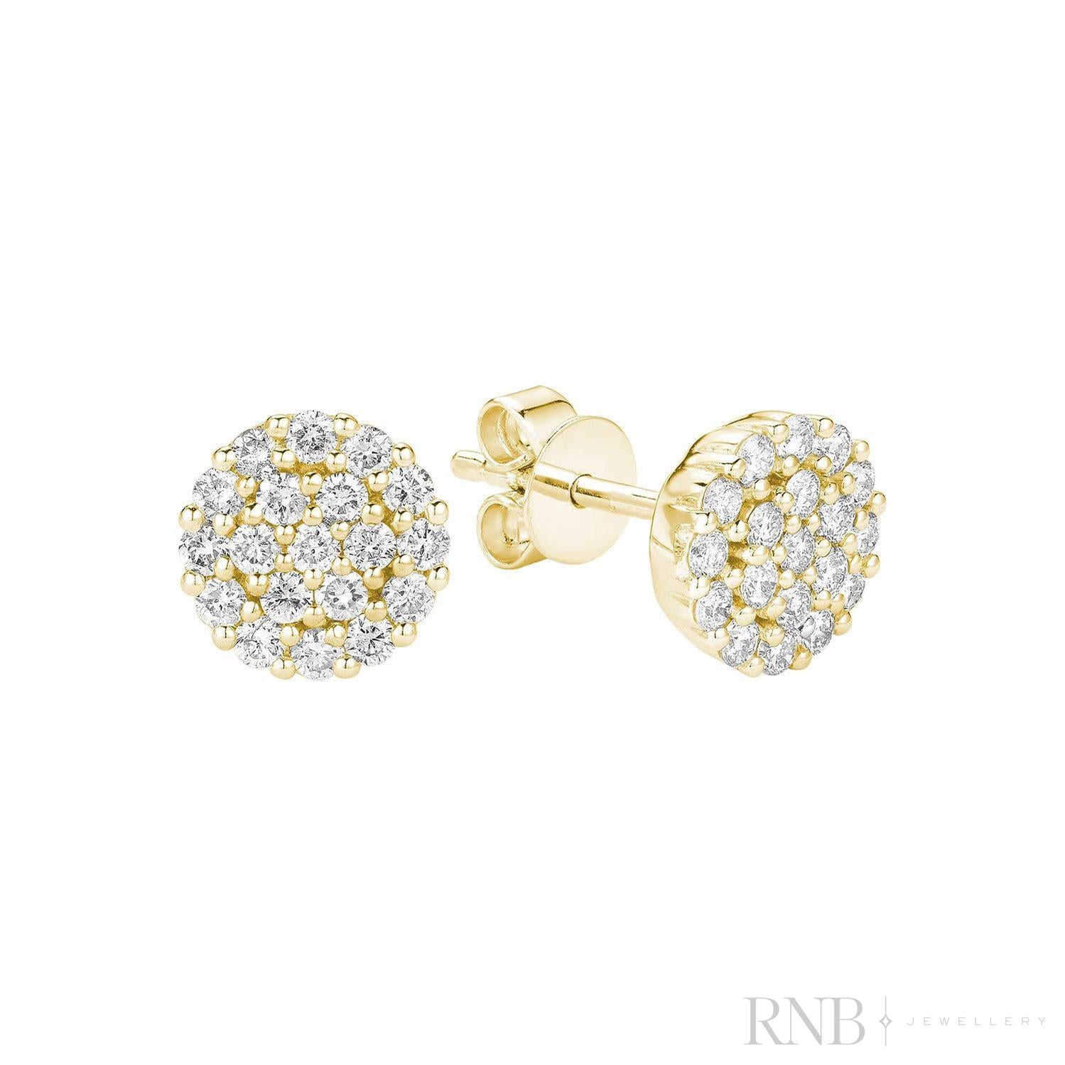 Pave Round Diamond Stud Earrings-RNB Jewellery