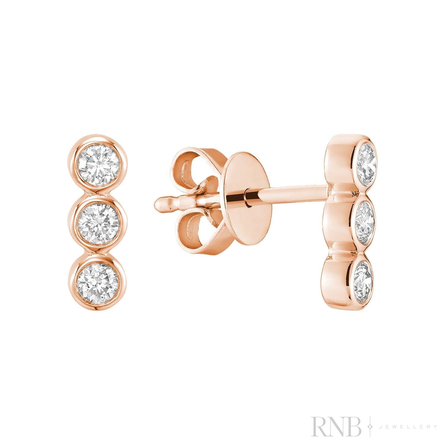 Trinity Bezel Diamond Stud Earrings-RNB Jewellery