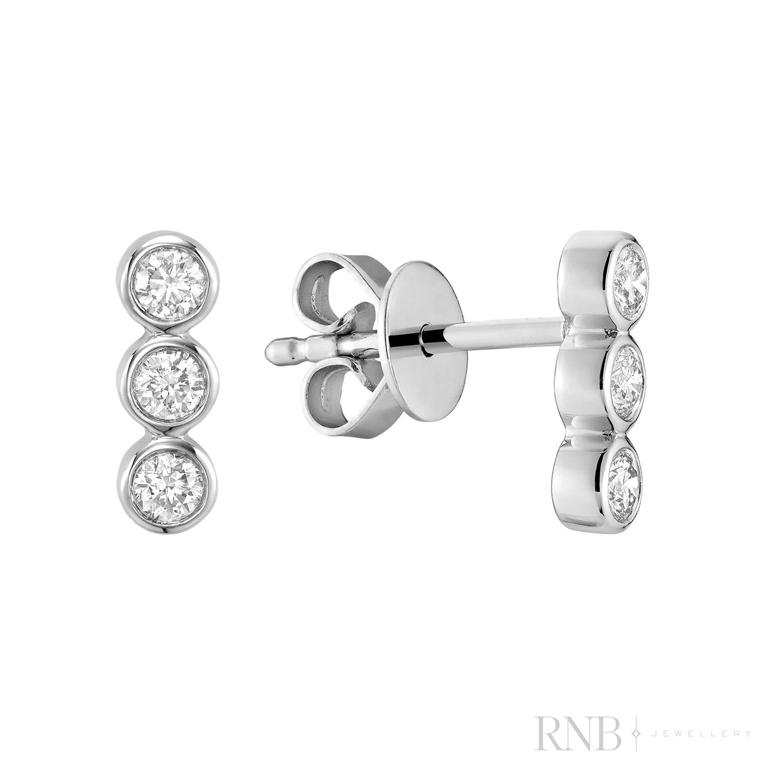 Trinity Bezel Diamond Stud Earrings-RNB Jewellery