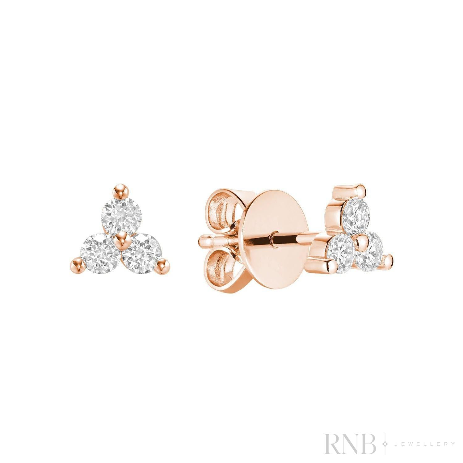 Trinity Diamond Stud Earrings-RNB Jewellery